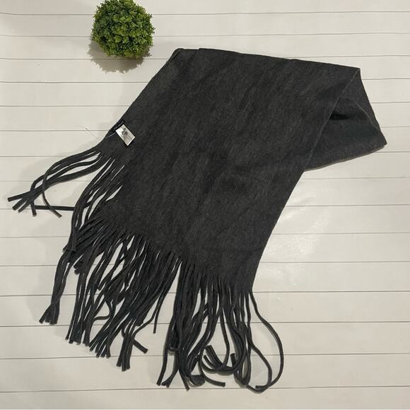 Lucky Brand Accessories - Lucky Brand Dark Charcoal Gray Long Fringe Soft Cozy Scarf Women’s One Size